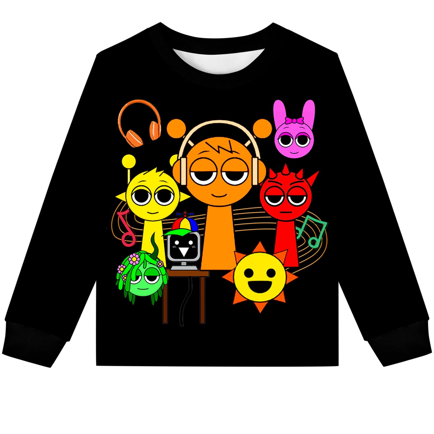 Iowillar Boys Girls Sprunki Pants Set Kids Music Adventure Tee Shirt 2PCS Long Sleeve Cartoon Monster Game Clothes Outfit