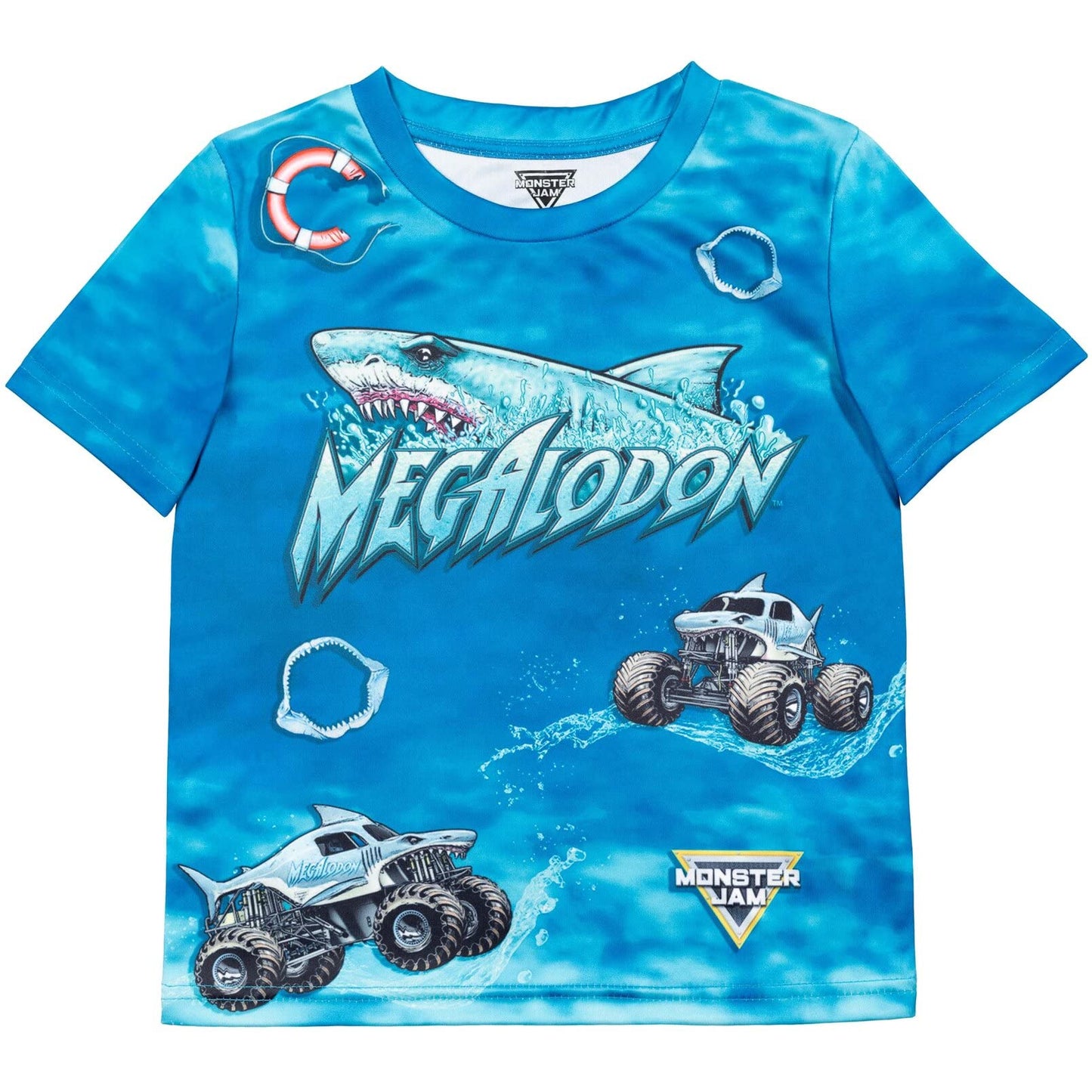 Monster Jam Megalodon El Toro Loco Grave Digger Monster Truck Toddler Boys 3 Pack T-Shirts Orange/Purple/Blue 4T