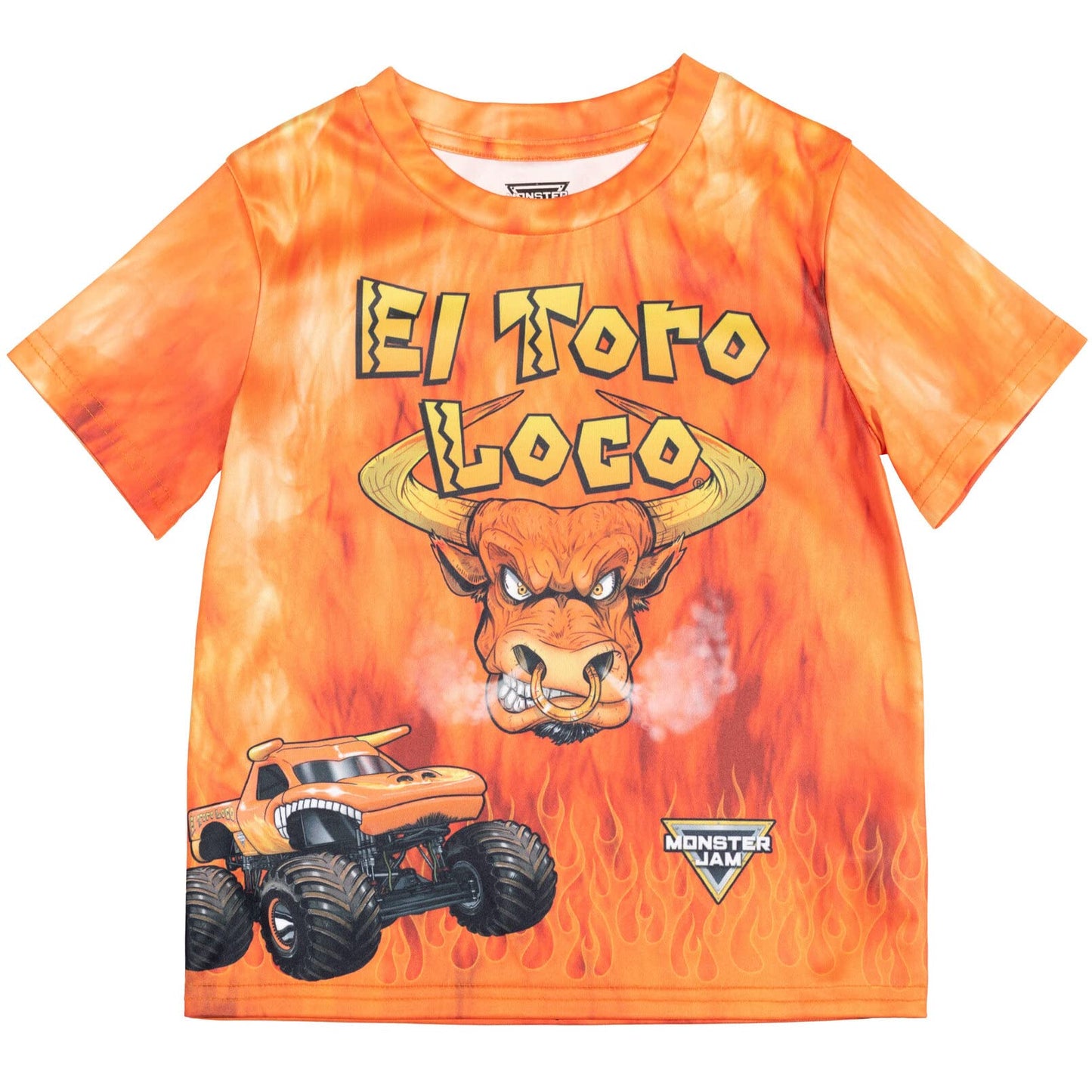Monster Jam Megalodon El Toro Loco Grave Digger Monster Truck Toddler Boys 3 Pack T-Shirts Orange/Purple/Blue 4T
