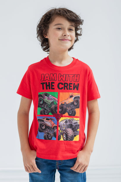 Monster Jam Toddler Boys 3 Pack Graphic T-Shirts Kids Black/Red/Grey 5T