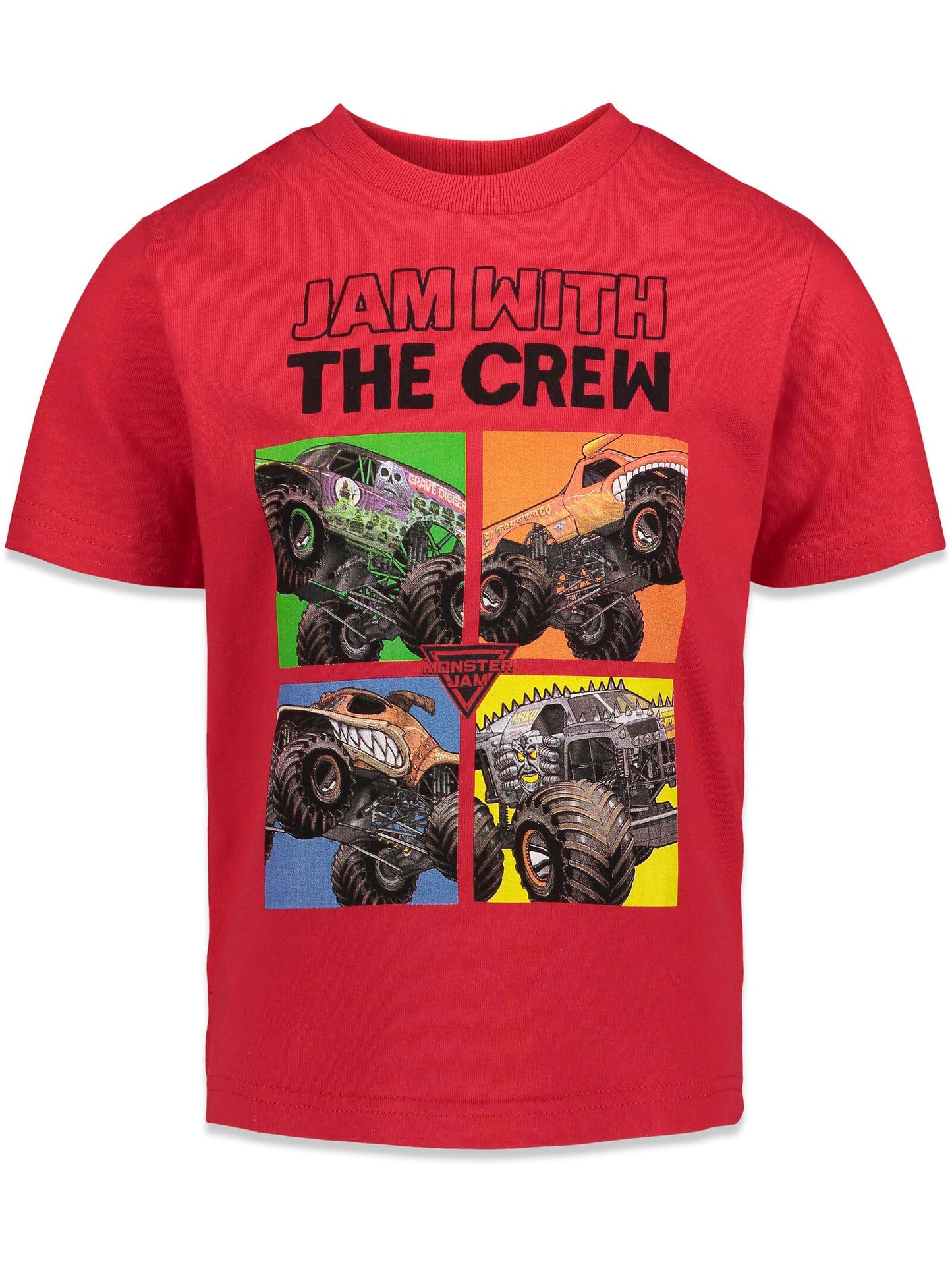 Monster Jam Toddler Boys 3 Pack Graphic T-Shirts Kids Black/Red/Grey 5T