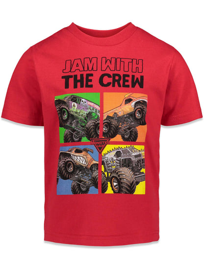 Monster Jam Toddler Boys 3 Pack Graphic T-Shirts Kids Black/Red/Grey 5T