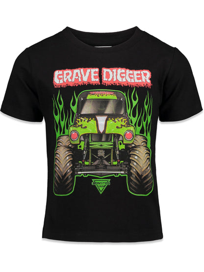 Monster Jam Toddler Boys 3 Pack Graphic T-Shirts Kids Black/Red/Grey 5T