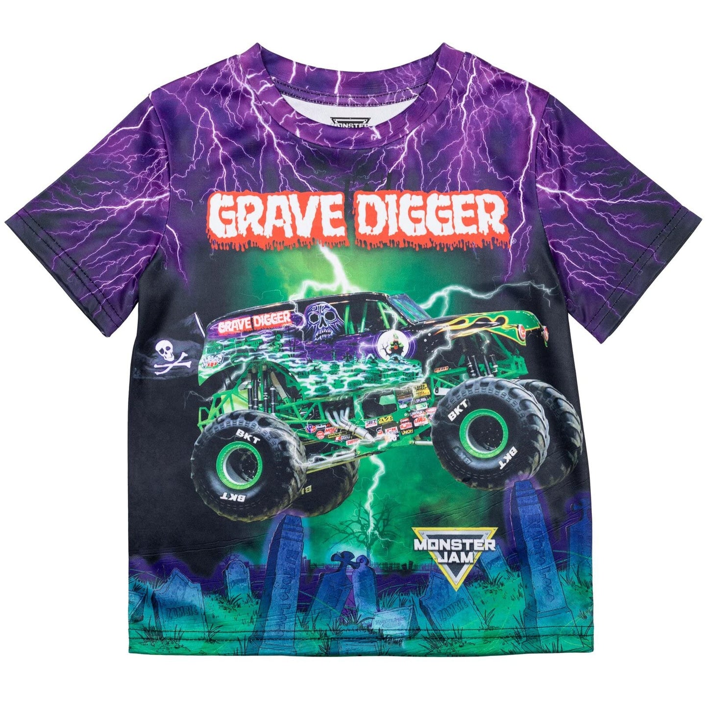 Monster Jam Megalodon El Toro Loco Grave Digger Monster Truck Toddler Boys 3 Pack T-Shirts Orange/Purple/Blue 4T