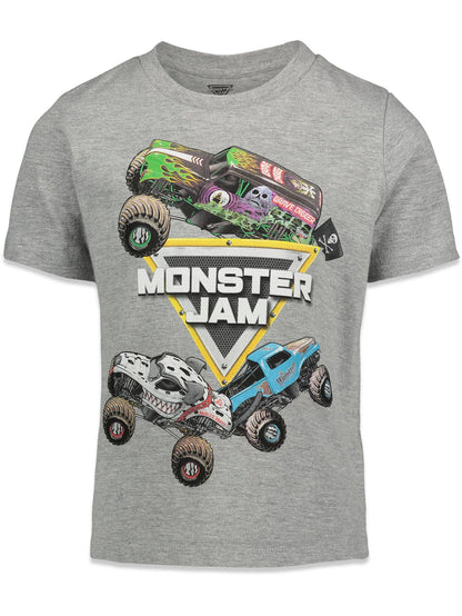 Monster Jam Toddler Boys 3 Pack Graphic T-Shirts Kids Black/Red/Grey 5T